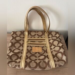Coach Signature Canvas #F13826 Tote in Brown Gold